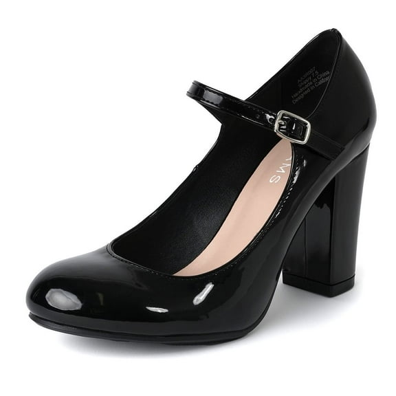 J. Adams Skippy Mary Jane Shoes Women Oxford Pumps - Cute Low Kitten High Heels - Retro Vintage Shoes for Women 1950s Mary Janes Round Toe Shoe with Ankle Strap - Women Dress Shoes