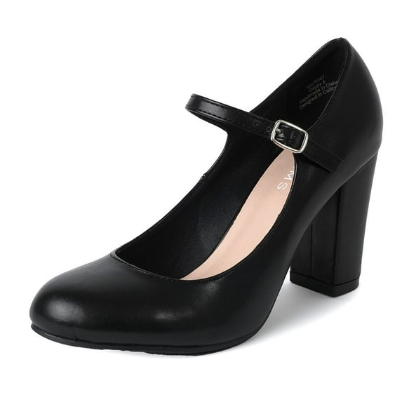 J. Adams Skippy Mary Jane Shoes Women Oxford Pumps - Cute Low Kitten High Heels - Retro Vintage Shoes for Women 1950s Mary Janes Round Toe Shoe with Ankle Strap - Women Dress Shoes