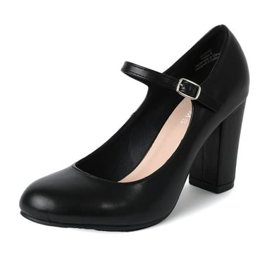 J. Adams Skippy Mary Jane Shoes Women Oxford Pumps - Cute Low Kitten High Heels - Retro Vintage Shoes for Women 1950s Mary Janes Round Toe Shoe with Ankle Strap - Women Dress Shoes
