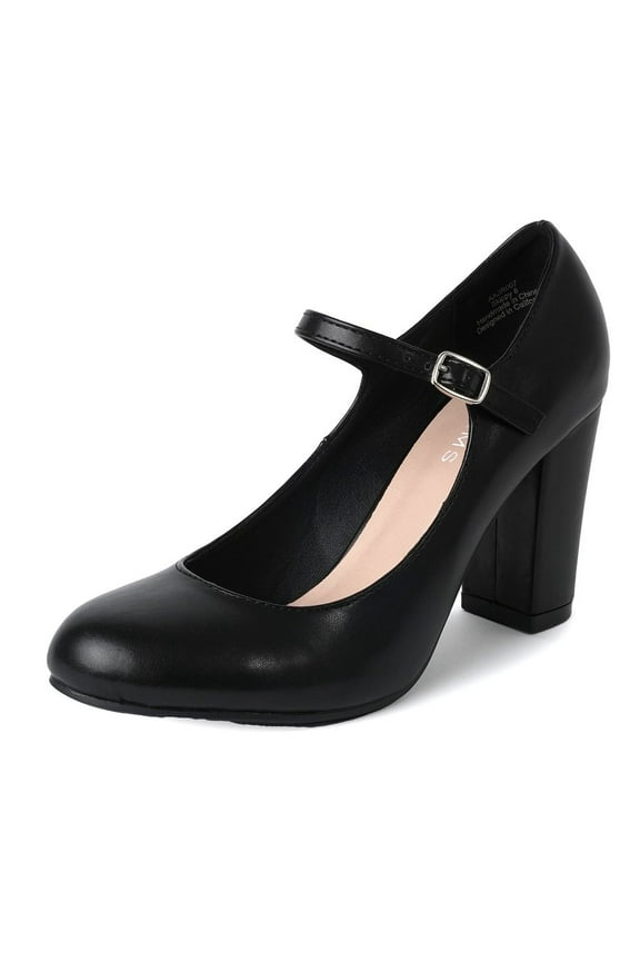 Skippy Mary Jane Shoes Women Oxford Pumps - Cute Low Kitten High Heels - Retro Vintage Shoes for Women 1950s Mary Janes Round Toe Shoe with Ankle Strap - Women Dress Shoes