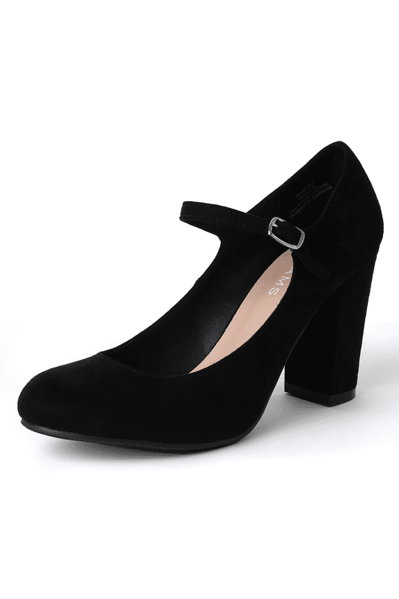 Skippy Heels for Adult Females , Black Suede, 6