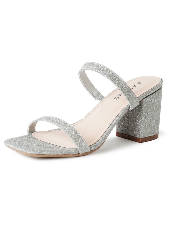 Stormi Heeled Sandals Women Dressy Summer Flat Mules- Square Toe Double Band Low Block Heel Sandals - Chunky Sandals for Women - Summer Sandals, Womens Dress Sandals, Women's Heeled Sandals