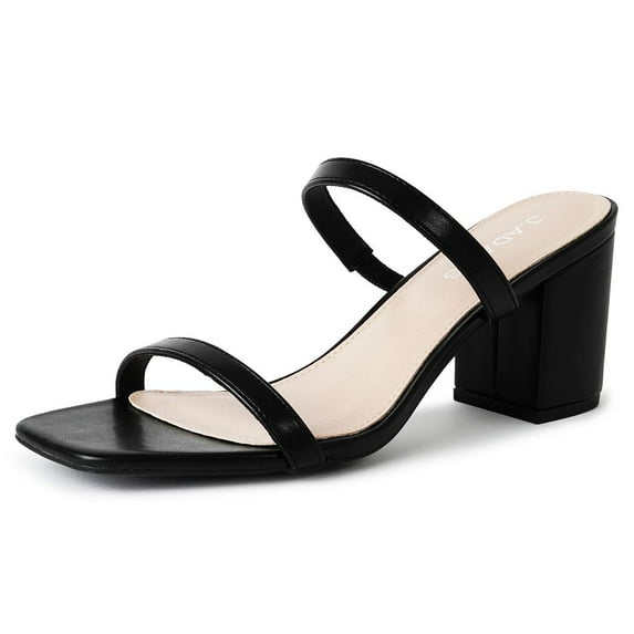 J. Adams Stormi Heeled Sandals Women Dressy Summer Flat Mules- Square Toe Double Band Low Block Heel Sandals - Chunky Sandals for Women - Summer Sandals, Womens Dress Sandals, Women's Heeled Sandals