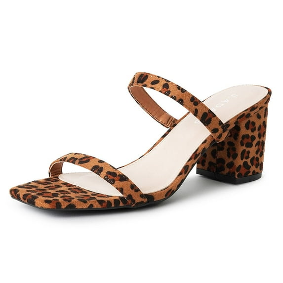 J. Adams Stormi Heeled Sandals Women Dressy Summer Flat Mules- Square Toe Double Band Low Block Heel Sandals - Chunky Sandals for Women - Summer Sandals, Womens Dress Sandals, Women's Heeled Sandals