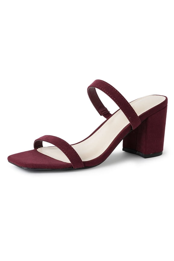 Stormi Heeled Sandals Women Dressy Summer Flat Mules- Square Toe Double Band Low Block Heel Sandals - Chunky Sandals for Women - Summer Sandals, Womens Dress Sandals, Women's Heeled Sandals