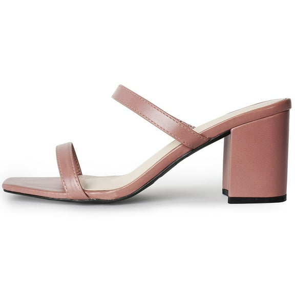 J. Adams Stormi Mules for Women- Square Toe Double Band Low Block Heel -Chunky Sandals for Women