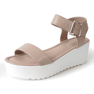 J. Adams Surf Platform Heels for Women - Ankle Strap Open Toe Wedge Sandals - Vegan Leather