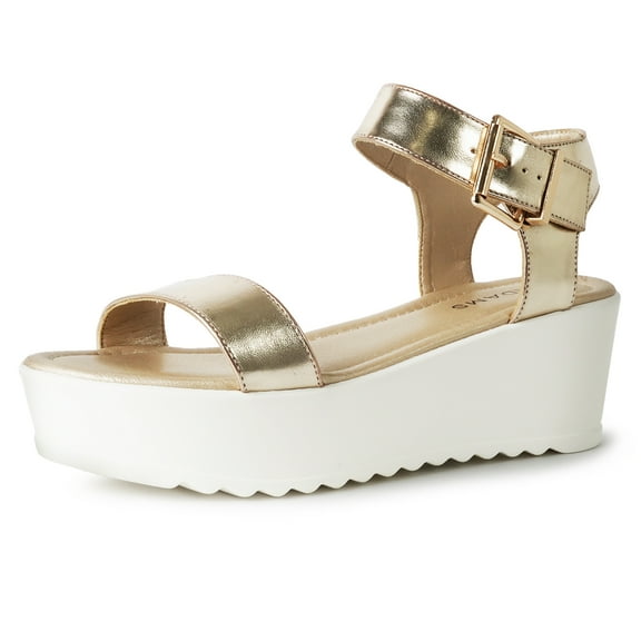J. Adams Surf Platform Sandals for Women - Ankle Strap Open Toe  Heels -Stylish Vegan Leather Sandal