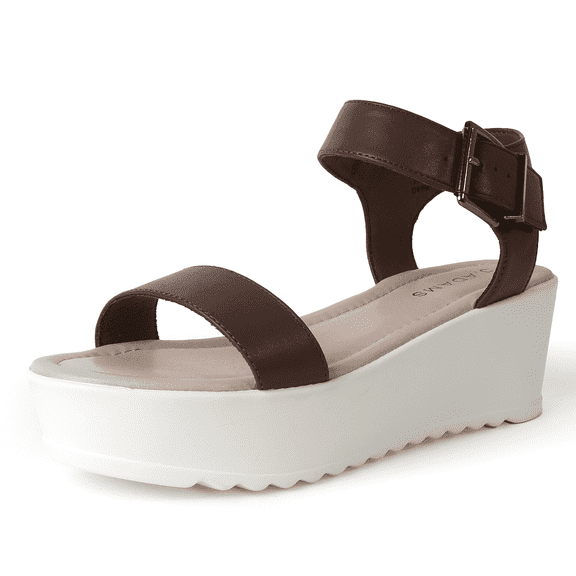 J. Adams Surf Platform Sandals for Women - Ankle Strap Open Toe Heels -Stylish Vegan Leather Sandals