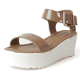 thumbnail image 1 of J. Adams Surf Platform Sandals for Women - Ankle Strap Open Toe Wedge Heels - Stylish Vegan Leather Beach Sandals, 1 of 7
