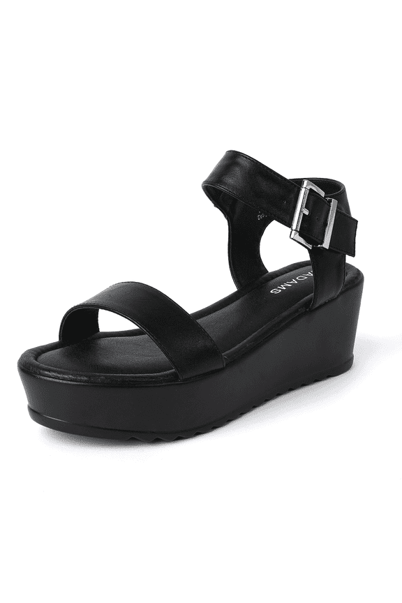 Surf Platform Sandals for Women - Ankle Strap Open Toe Heels - Stylish Vegan Leather Sandal