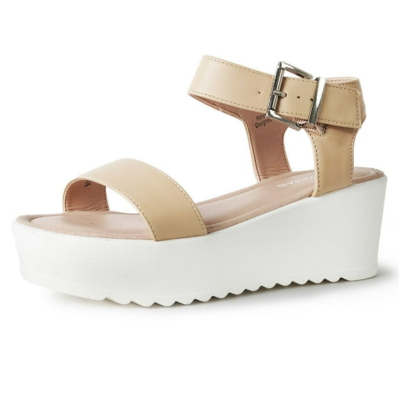 J. Adams Surf Platform Sandals for Women - Ankle Strap Open Toe Wedge Heels - Stylish Vegan Leather Beach Sandals