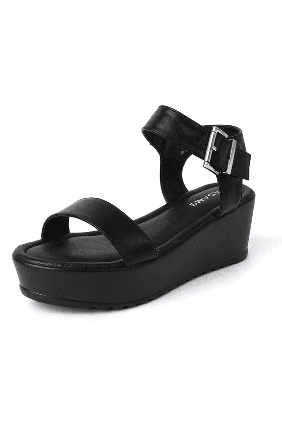 Surf Platform Sandals for Women - Ankle Strap Open Toe Wedge Heels - Stylish Vegan Leather Beach Sandals