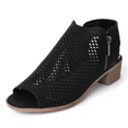 thumbnail image 1 of J. Adams Booties for Women - Comfortable Peep Toe Low Block Heel Tracy Bootie - Perforated Design with Zipper Closure, 1 of 7