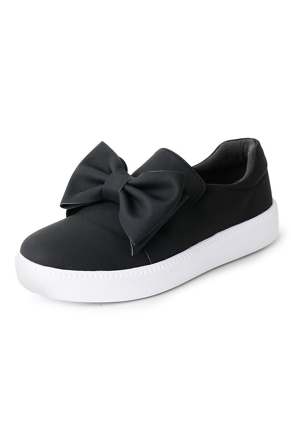 "J. Adams Wally Sneakers for Women – Comfortable Slip-On Shoes with Bow, Flat Platform Sneakers "