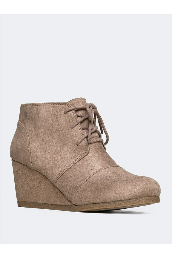 Women's Roxy Wedge Ankle Boots, Casual Lace Up Low Heel Closed Toe Booties for Fall and Winter
