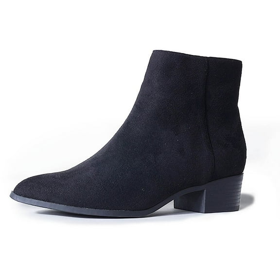 J. Adams Women's Viper Ankle Boots - Short Chunky Low-Heel Pointed-Toe Block Booties, Comfortable and Stylish for Everyday Wear