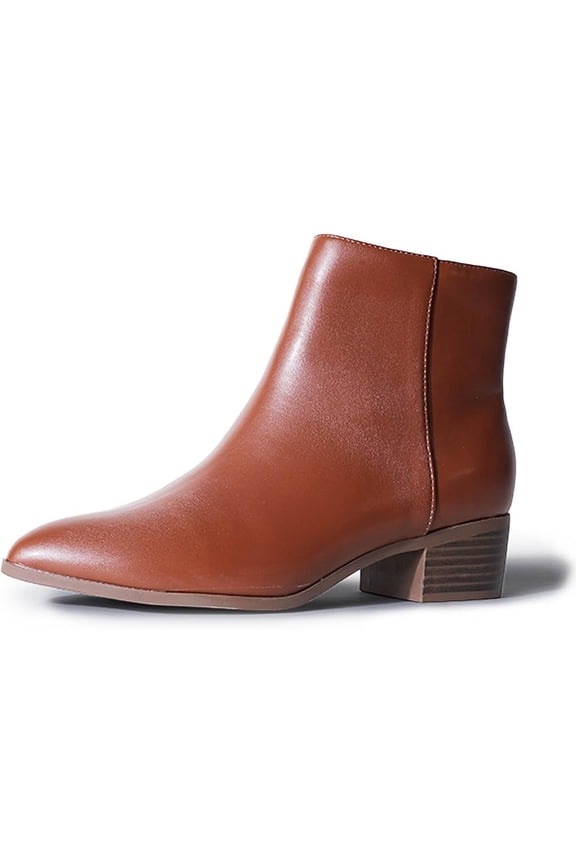 Women's Viper Ankle Boots - Short Chunky Low-Heel Pointed-Toe Block Booties, Comfortable and Stylish for Everyday Wear