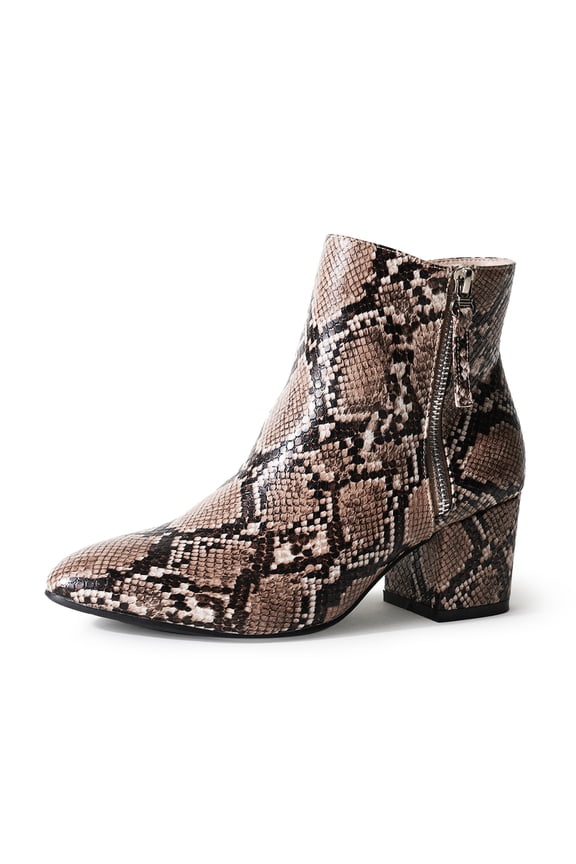 Zuma Ankle Bootie – Closed Pointed Toe, Low Block Heel, Zip-Up Boot for Women – Stylish, Comfortable, Vegan