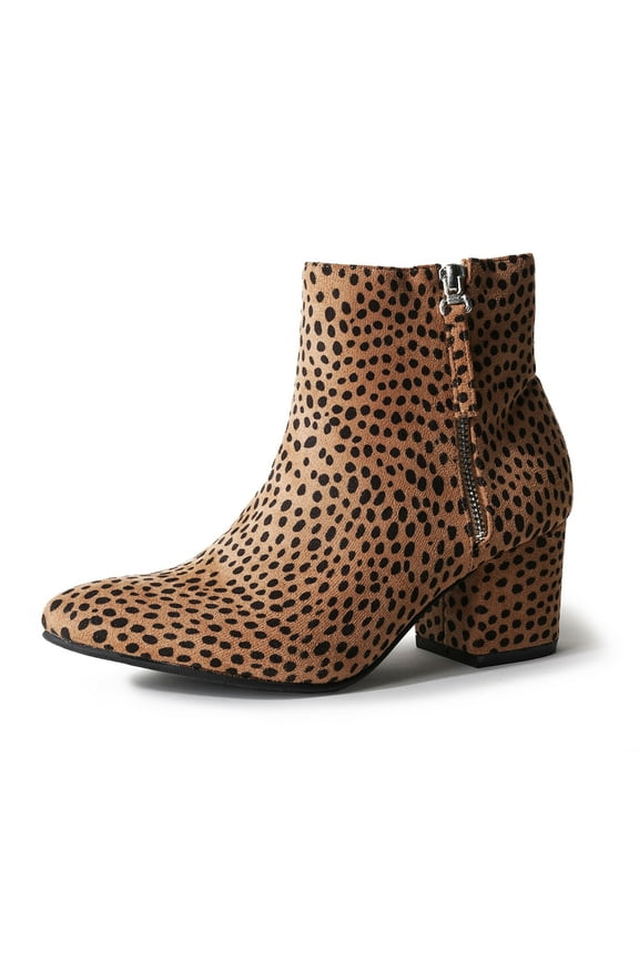 Zuma Ankle Bootie Closed Pointed Toe Low Block Heel Zip Up Boot