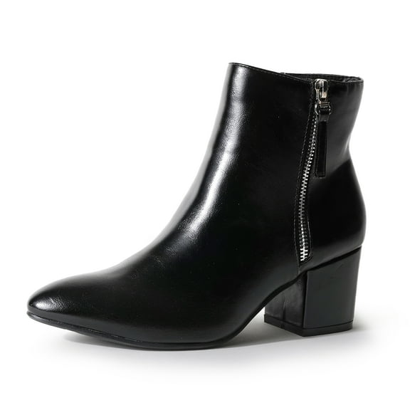 J. Adams Zuma Ankle Bootie, Stylish and Comfortable Close-Pointed Toe Low Block Zip-Up Women's Boot