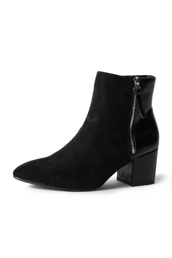 Zuma Ankle Bootie, Stylish and Comfortable Close-Pointed Toe Low Block Zip-Up Women's Boot