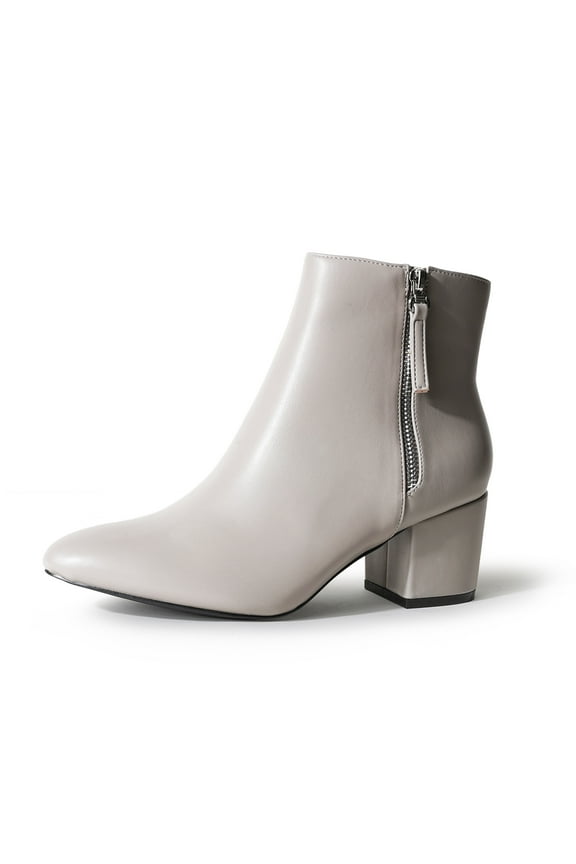 Zuma Ankle Bootie – Closed Pointed Toe, Low Block Heel, Zip-Up Boot for Women