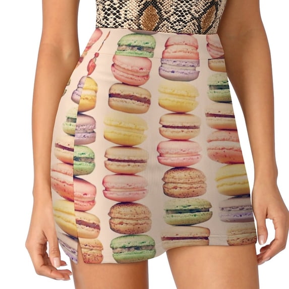 J'Aime Macarons! Women's skirt With Hide Pocket Tennis Skirt Golf Skirts Badminton Skirts Running skirts Pink Cool Vibes Good