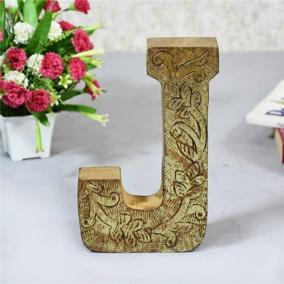 J Alphabet Handmade Letter Block Eco-Friendly Wall Decor, Natural Gold Foil