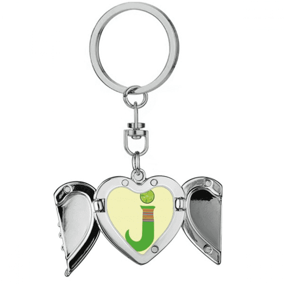 J Alphabet Orange Fruit Cute Pattern Heart Angel Wing Key Chain Holder