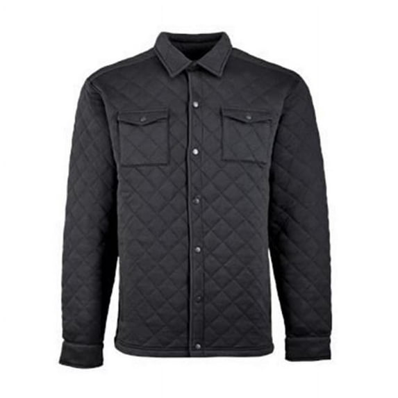 J. America B07228098 Quilted Jersey Shirt Jac, Charcoal Heather - 3XL