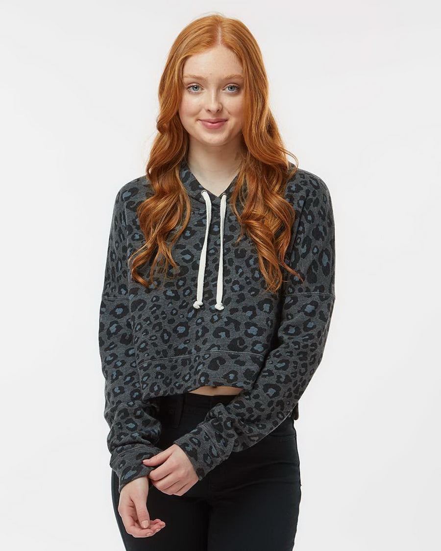 Adult Triblend Pullover Hoodie - Black Leopard Print Fleece Sweatshirt With Pouch Pocket (Size XS)