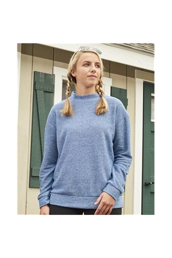 B22828262 Womens Weekend Terry Mock Crew Sweatshirt, Columbia Blue - Extra Small