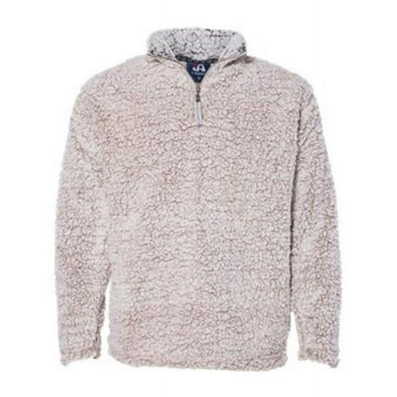 J. America B23228363 Sherpa Quarter-Zip Pullover, Oatmeal Heather - Small