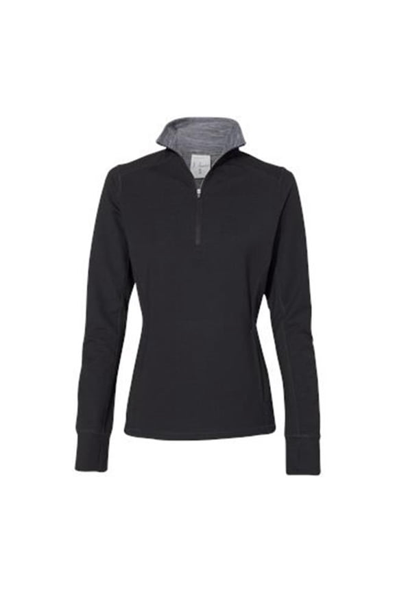B84128506 Womens Omega Stretch Quarter-Zip Pullover, Black Triblend - Extra Large