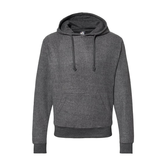 J. America - Flip Side Fleece Hooded Sweatshirt - 8709 - Charcoal Heather - Size: L