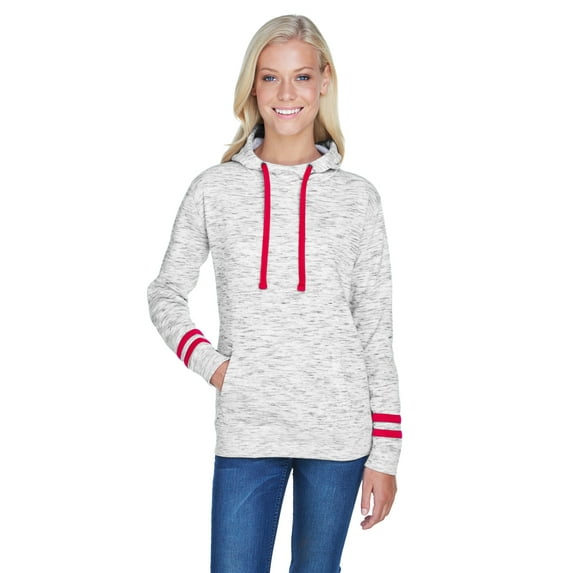 J America Ladies' Melange Scuba Neck Sweatshirt - JA8674