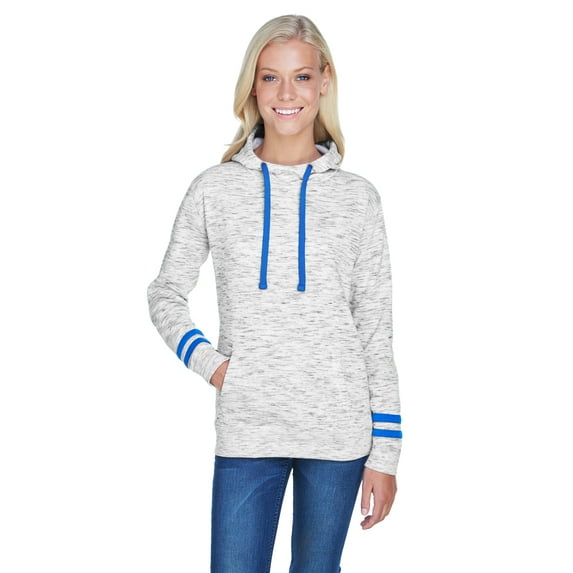 J America Ladies' Melange Scuba Neck Sweatshirt - JA8674