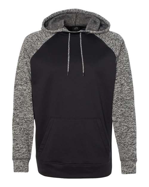 J America Colorblock Cosmic Pullover Hoodie - Black/Charcoal Fleck, High Neck, Small