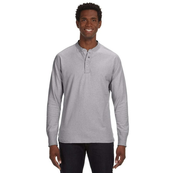 J America Men's Vintage Brushed Jersey Henley - JA8244