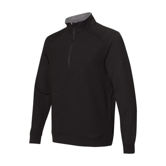 J. America - Omega Stretch Quarter-Zip Pullover - 8434 - Black Triblend - Size: L