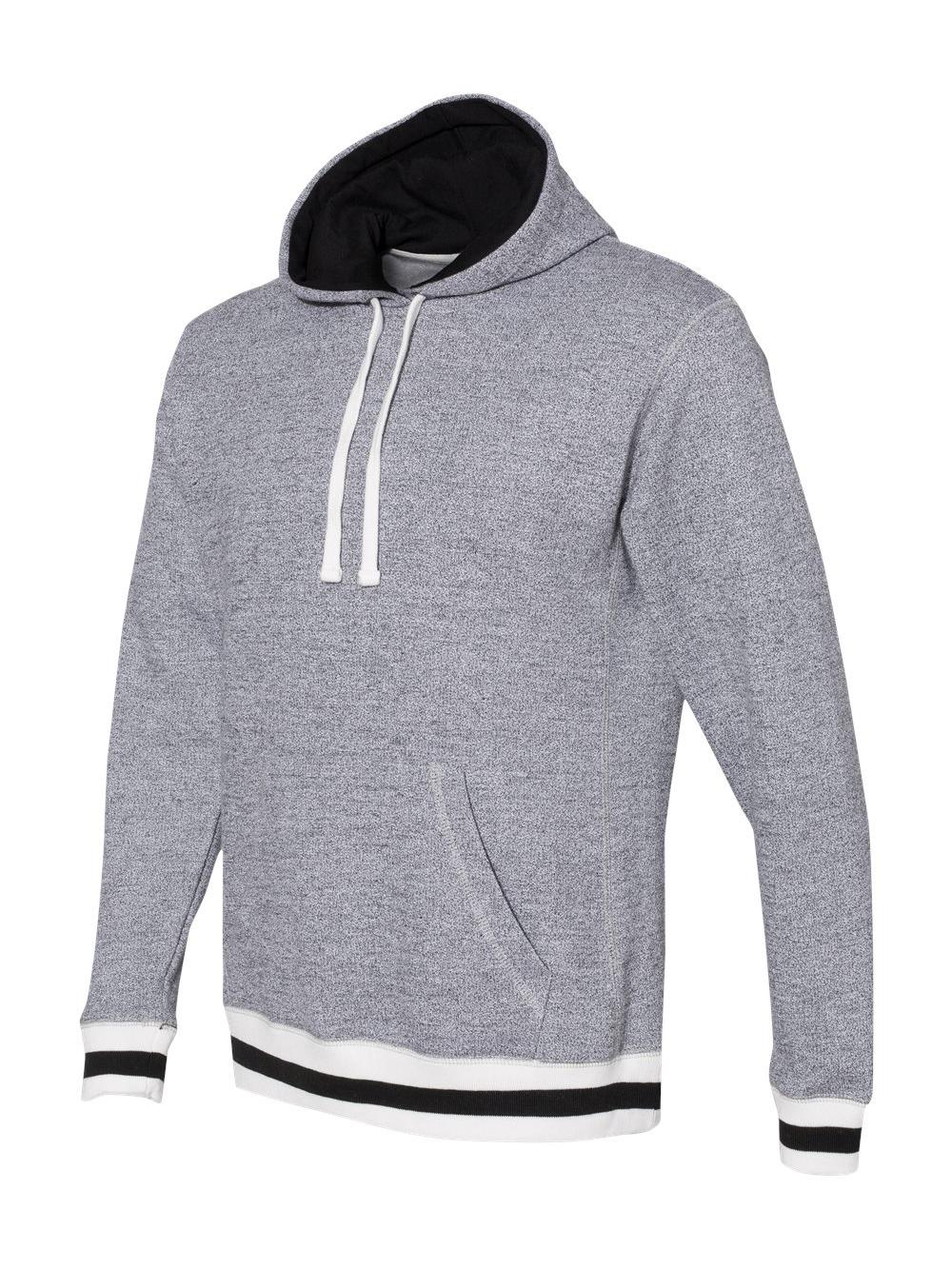 J. America Peppered Fleece Lapover Hooded Sweatshirt 8701 Pepper