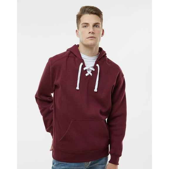 J. America - Sport Lace Hooded Sweatshirt - 8830 - Maroon - Size: 3XL