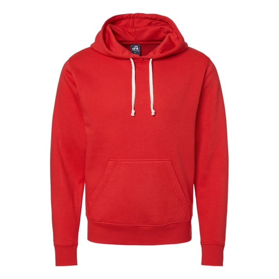 J. America Triblend Fleece Hooded Sweatshirt, Red Solid - 2XL