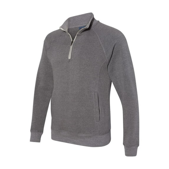 J. America - Triblend Quarter-Zip Sweatshirt - 8869 - Smoke Triblend - Size: 2XL