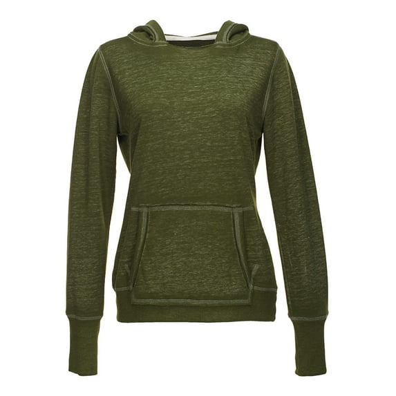 JA8912 J America Ladies' Zen Pullover Fleece Hooded Sweatshirt, L, TWISTED OLIVE