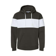 J. America - Varsity Fleece Colorblocked Hooded Sweatshirt - 8644 - Black - Size: 2XL
