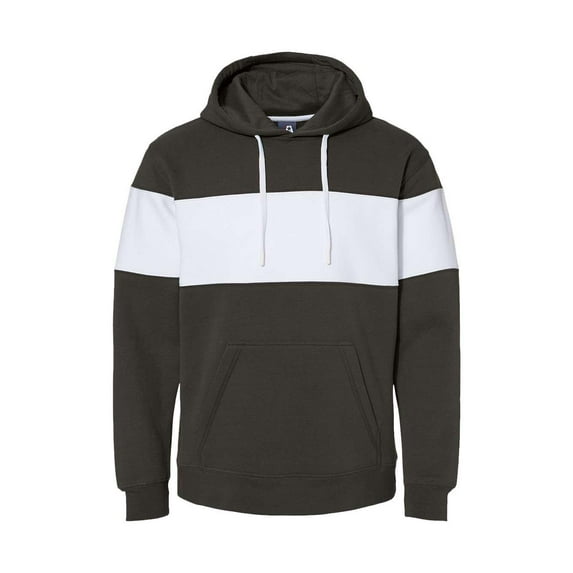 J. America - Varsity Fleece Colorblocked Hooded Sweatshirt - 8644 - Black - Size: 2XL