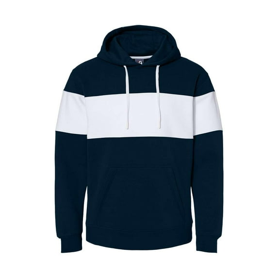 J. America - Varsity Fleece Colorblocked Hooded Sweatshirt - 8644 - Navy - Size: S