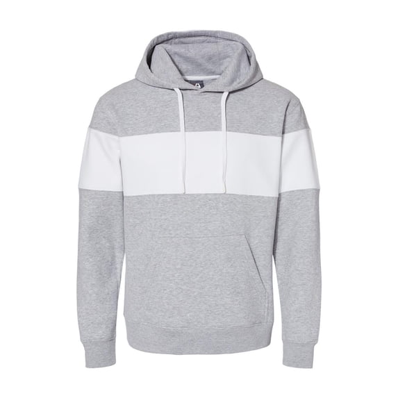 J. America - Varsity Fleece Colorblocked Hooded Sweatshirt - 8644 - Oxford - Size: S